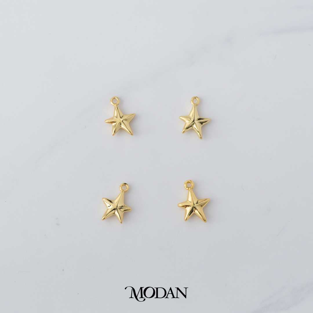 Mini Plain Celestial Shining Star DIY Charm Liontin Bintang Hypoallergenic Gold Plated