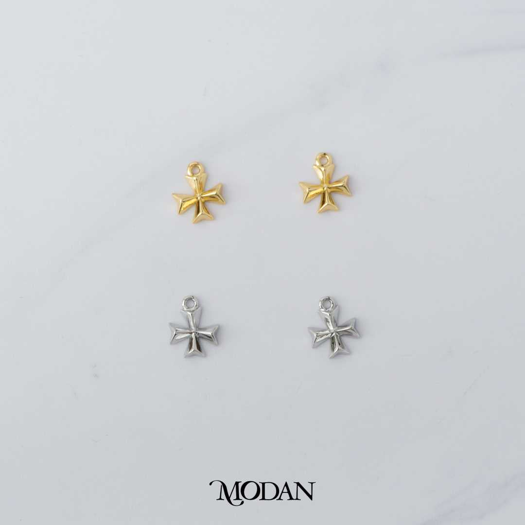 Mini Plain Square Cross DIY Charm Liontin Salib Hypoallergenic Gold Plated