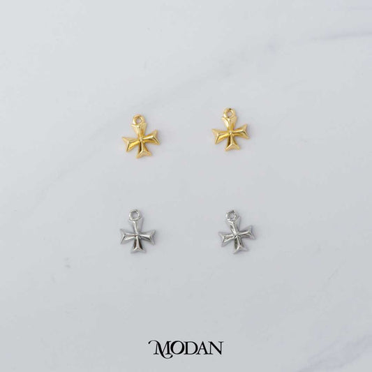 Mini Plain Square Cross DIY Charm Liontin Salib Hypoallergenic Gold Plated