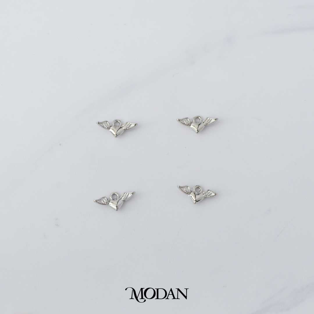 Mini Plain Love Heart Angel Wings DIY Charm Liontin Hati Malaikat Hypoallergenic Gold Plated