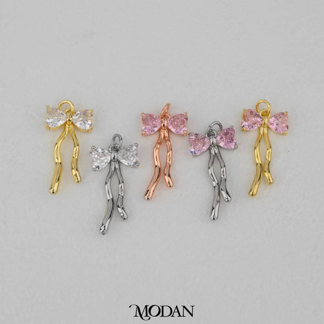 Pink Coquette Ribbon Pendant DIY Pendant Liontin Pita Merah Muda Hypoallergenic Gold Filled