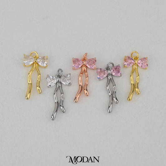 Pink Coquette Ribbon Pendant DIY Pendant Liontin Pita Merah Muda Hypoallergenic Gold Filled