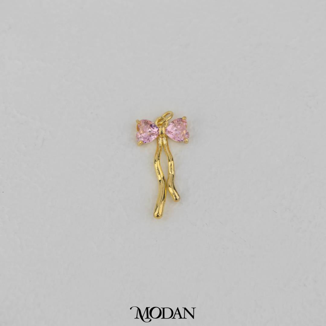 Pink Coquette Ribbon Pendant DIY Pendant Liontin Pita Merah Muda Hypoallergenic Gold Filled