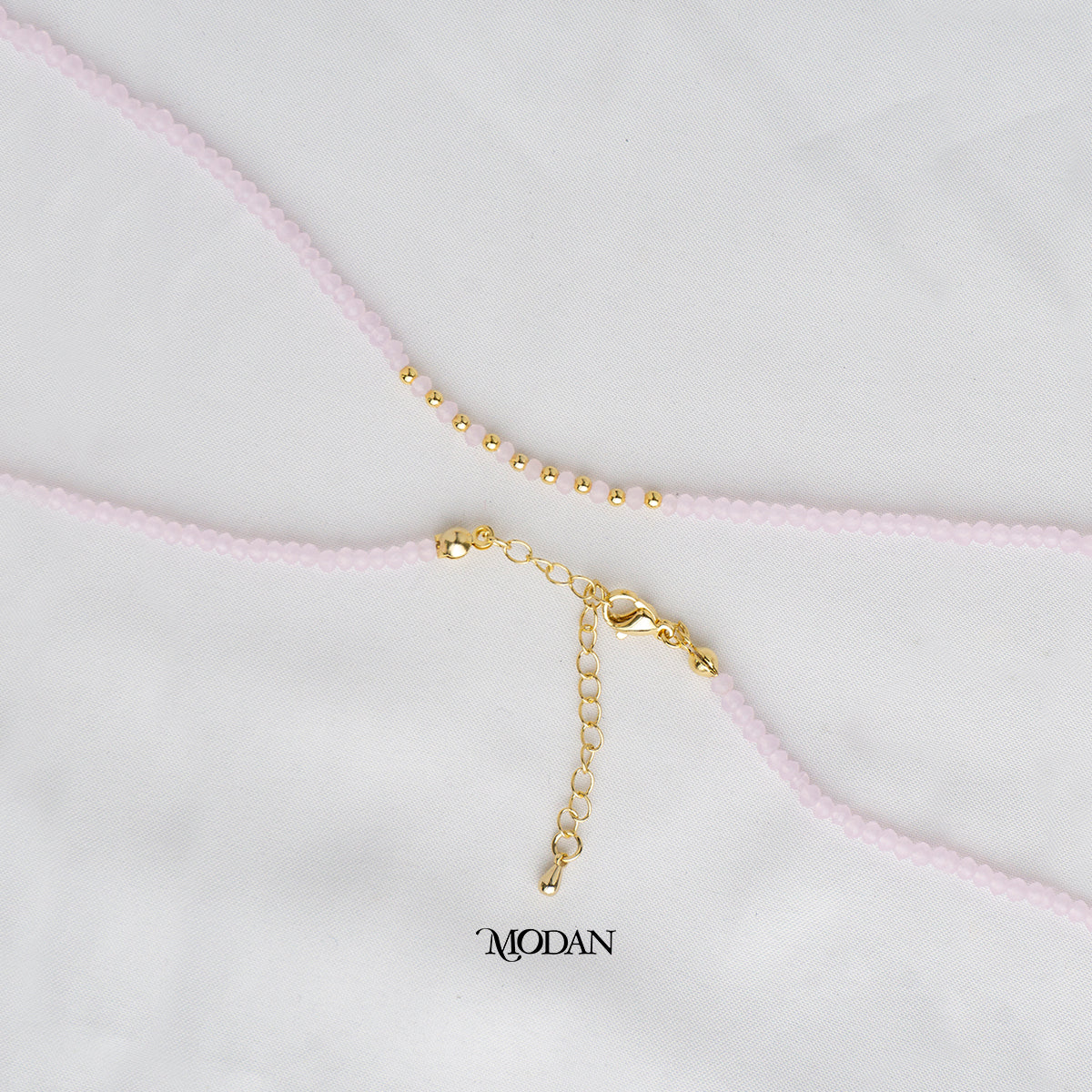 3mm Faceted Pink Blue White Tosca Peach Beaded Necklace Kalung Manik Crystal Hypoallergenic Gold Plated