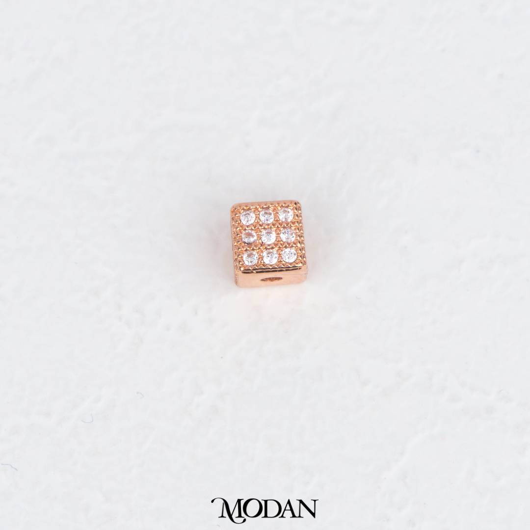 Mini Sparkling Micro Paved Cube Square DIY Beads Charm Manik Dadu Kotak Hypoallergenic Gold Filled