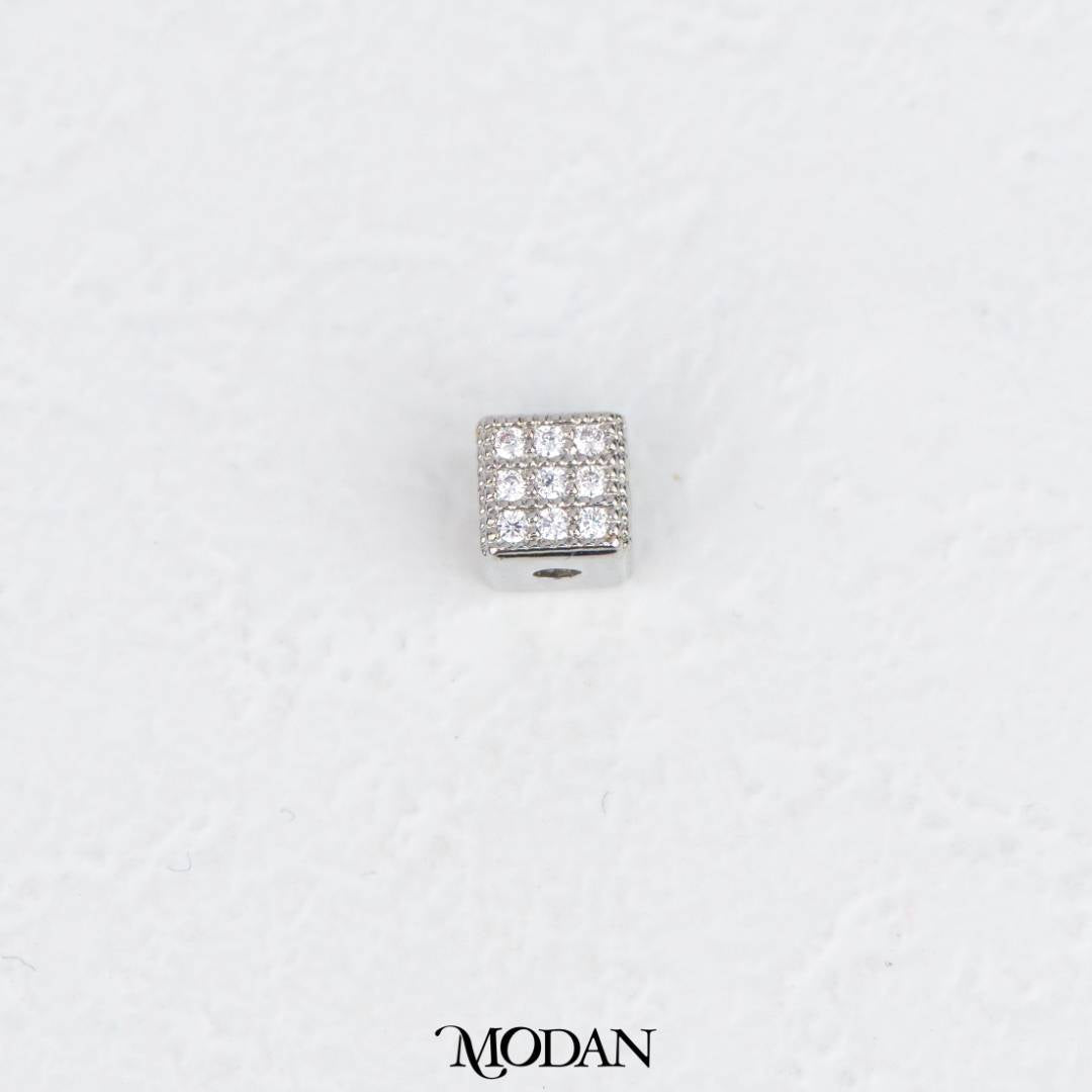 Mini Sparkling Micro Paved Cube Square DIY Beads Charm Manik Dadu Kotak Hypoallergenic Gold Filled