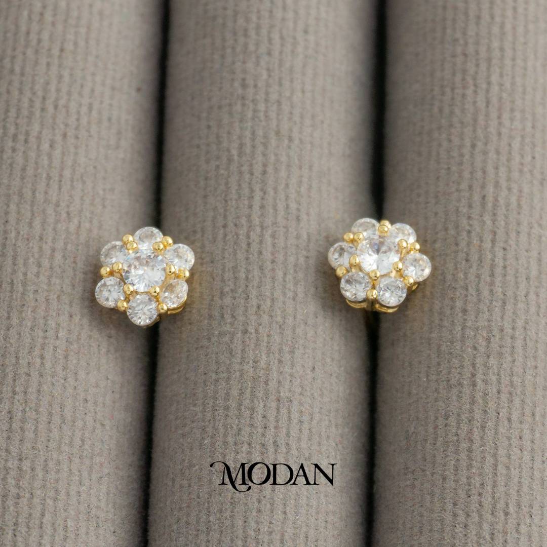 Sparkling Dainty Cute Mini Flower Stud Earrings Anting Tusuk Bunga Hypoallergenic Gold Plated
