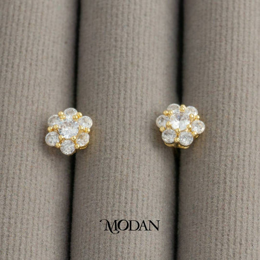Sparkling Dainty Cute Mini Flower Stud Earrings Anting Tusuk Bunga Hypoallergenic Gold Plated