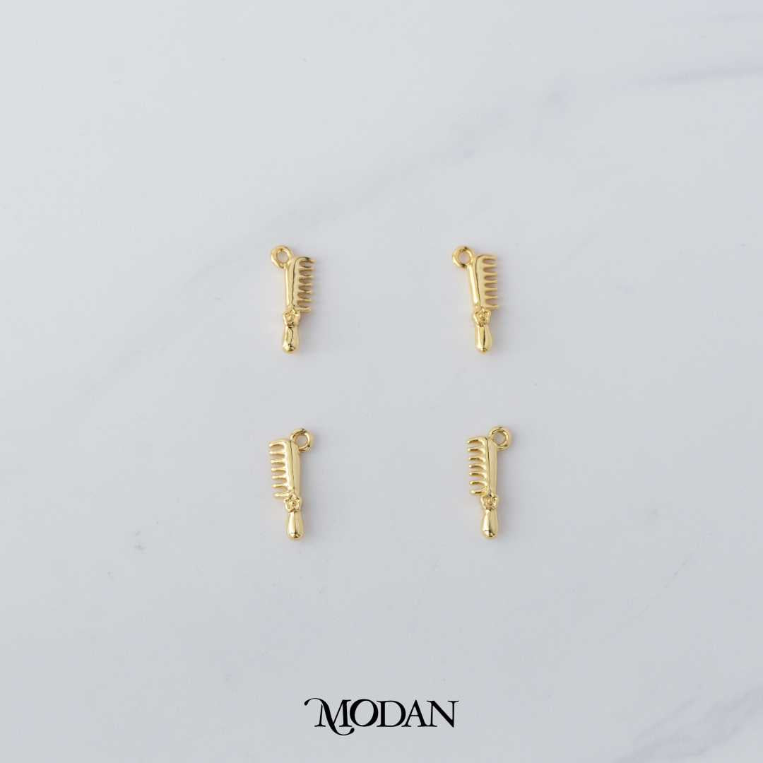 Mini Plain Hair Comb DIY Charm Liontin Sisir Rambut Hypoallergenic Gold Filled