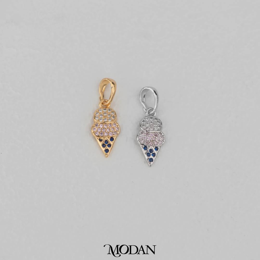 Colorful Ice Cream Cone Micro Paved Pendant DIY Pendant Liontin Es Krim Warna - Warni Hypoallergenic Gold Filled