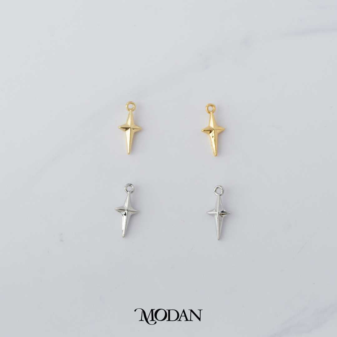 Mini Plain Puffed  Celestial Starburst DIY Charm Liontin Bintang Hypoallergenic Gold Filled