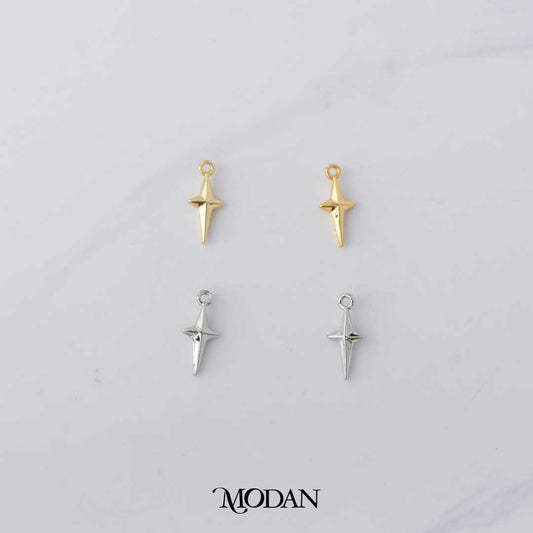 Mini Plain Puffed  Celestial Starburst DIY Charm Liontin Bintang Hypoallergenic Gold Filled