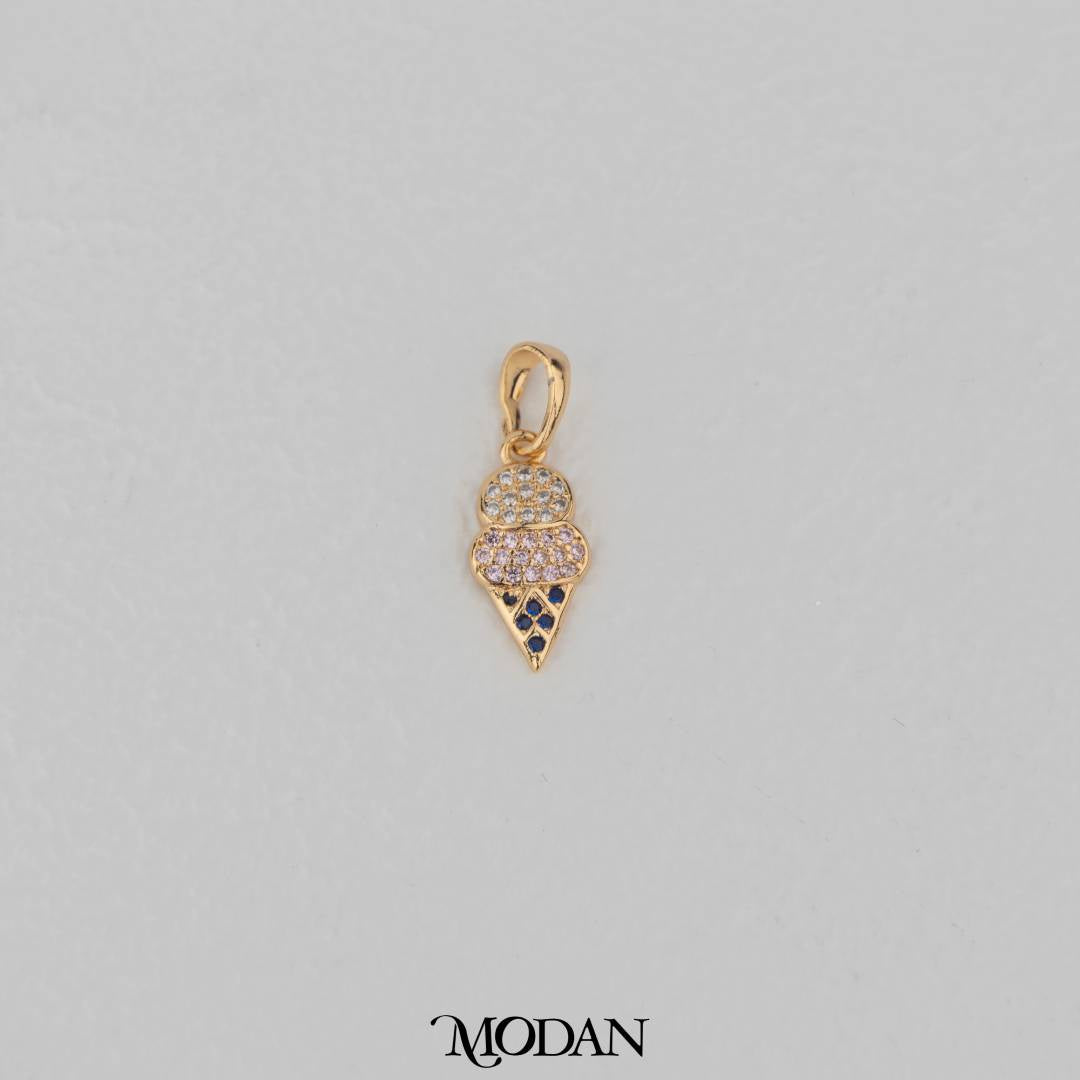 Colorful Ice Cream Cone Micro Paved Pendant DIY Pendant Liontin Es Krim Warna - Warni Hypoallergenic Gold Filled