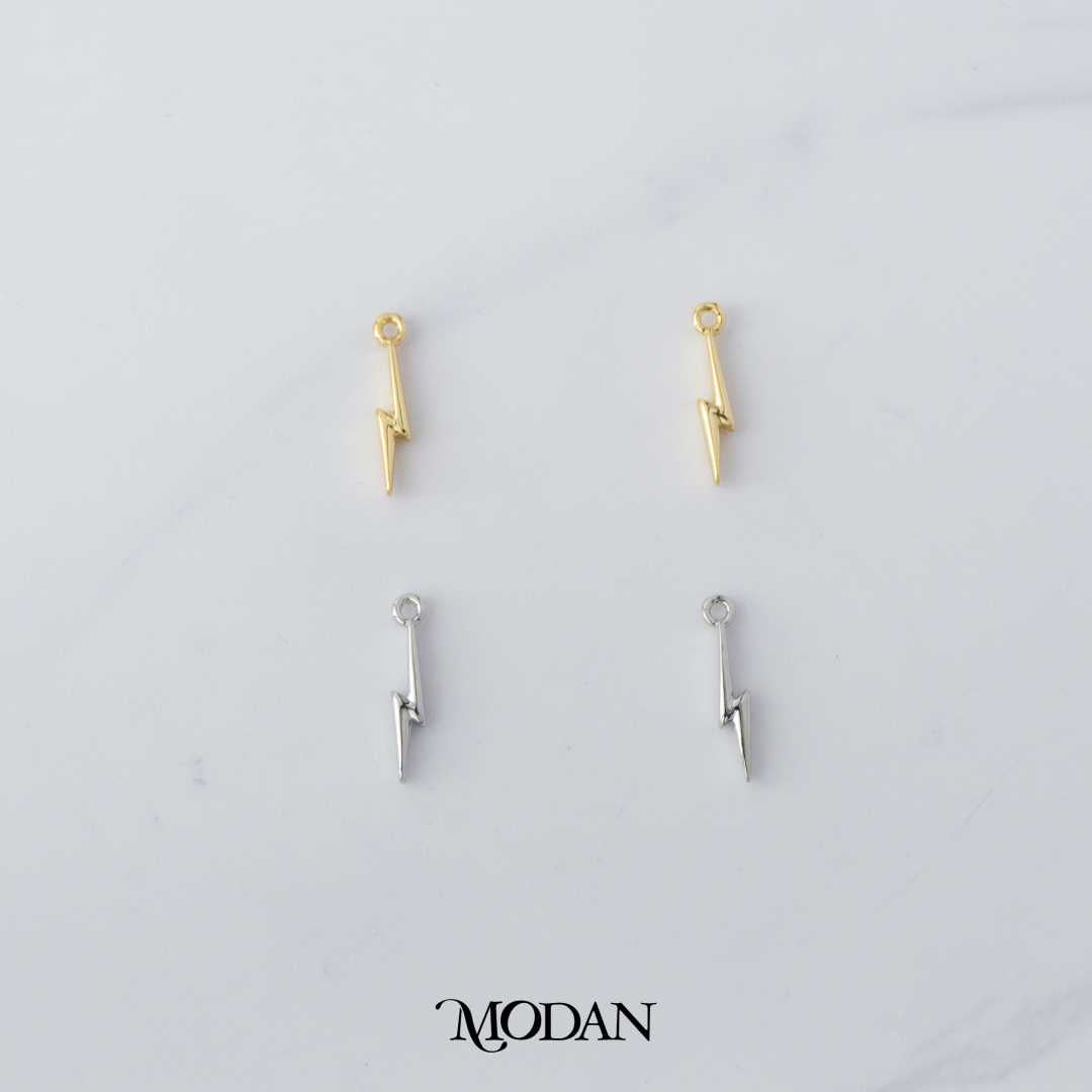 Mini Plain Lightning Bolt Thunder DIY Charm Liontin Petir Hypoallergenic Gold Filled