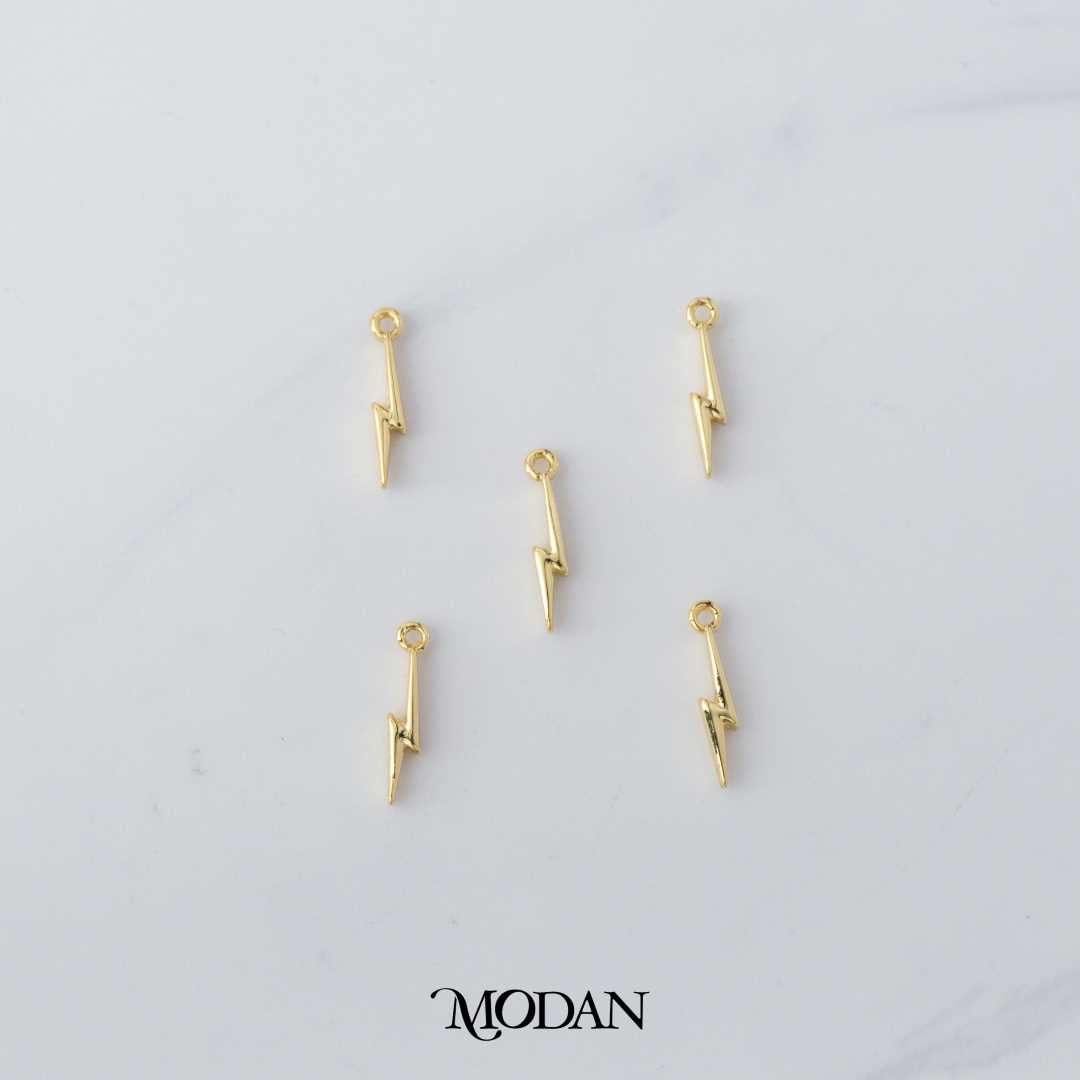 Mini Plain Lightning Bolt Thunder DIY Charm Liontin Petir Hypoallergenic Gold Filled