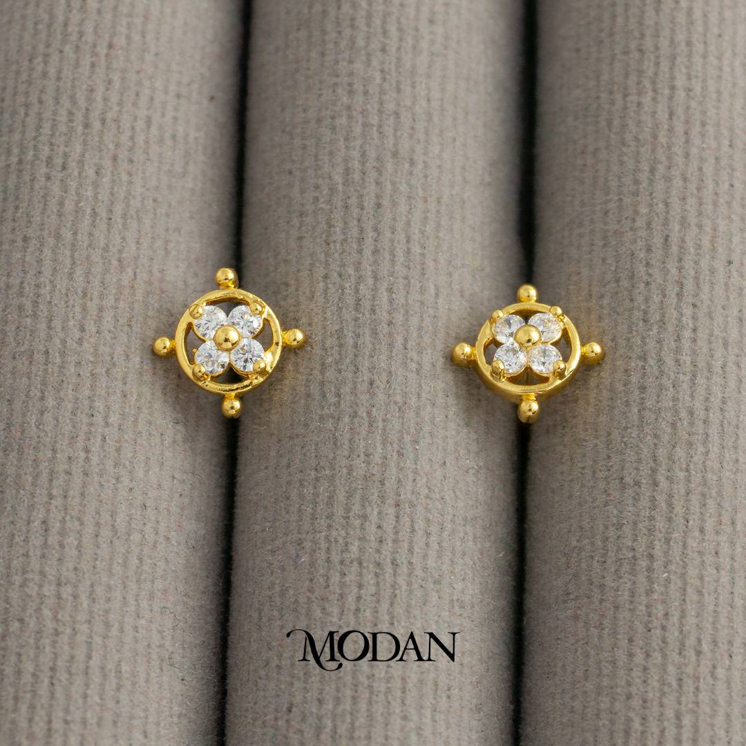 Sparkling Dainty Cute Mini Flower Circle Stud Earrings Anting Tusuk Bunga Bulat Hypoallergenic Gold Plated