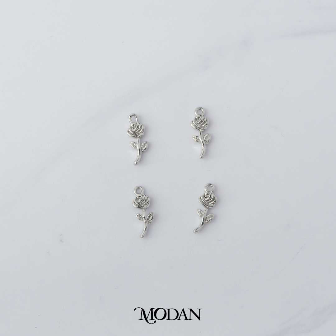 Mini Plain Rose Flower DIY Charm Liontin Bunga Mawar Hypoallergenic Gold Plated