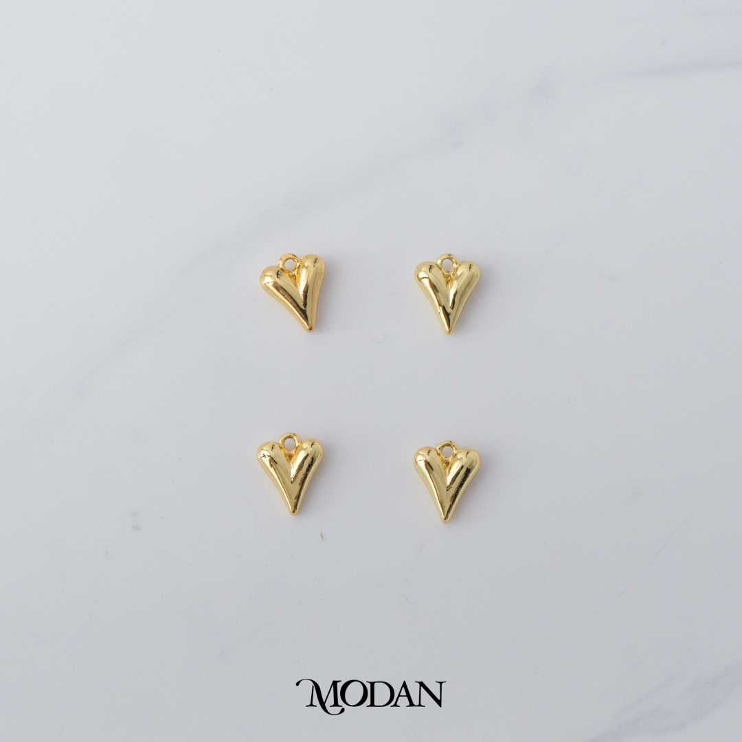 Mini Plain Valentine Heart DIY Charm Liontin Hati Hypoallergenic Gold Plated