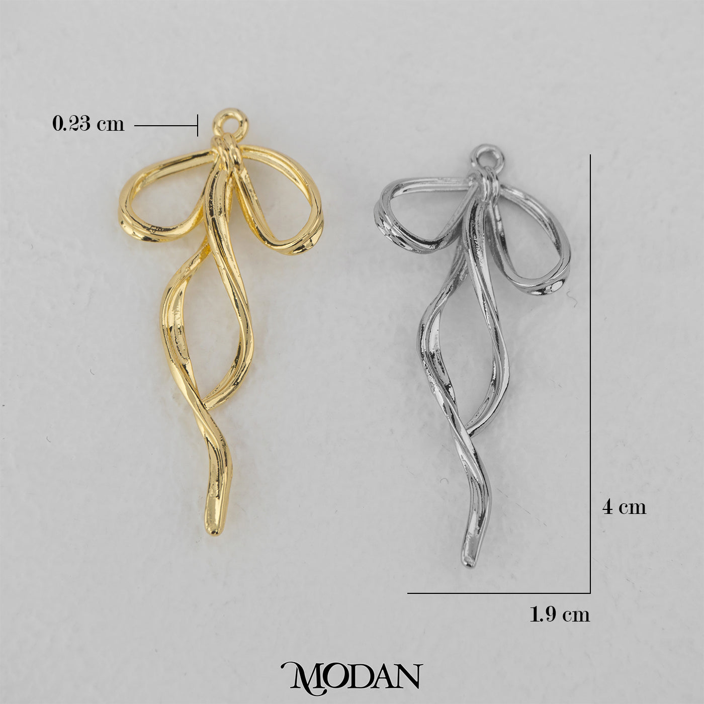 Wavy Ribbon Bow Pendant DIY Pendant Liontin Pita Gelombang Hypoallergenic Gold Filled