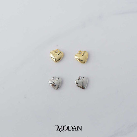 8mm Plain Simple Heart Charm DIY Charm Liontin Hati Hypoallergenic Gold Filled