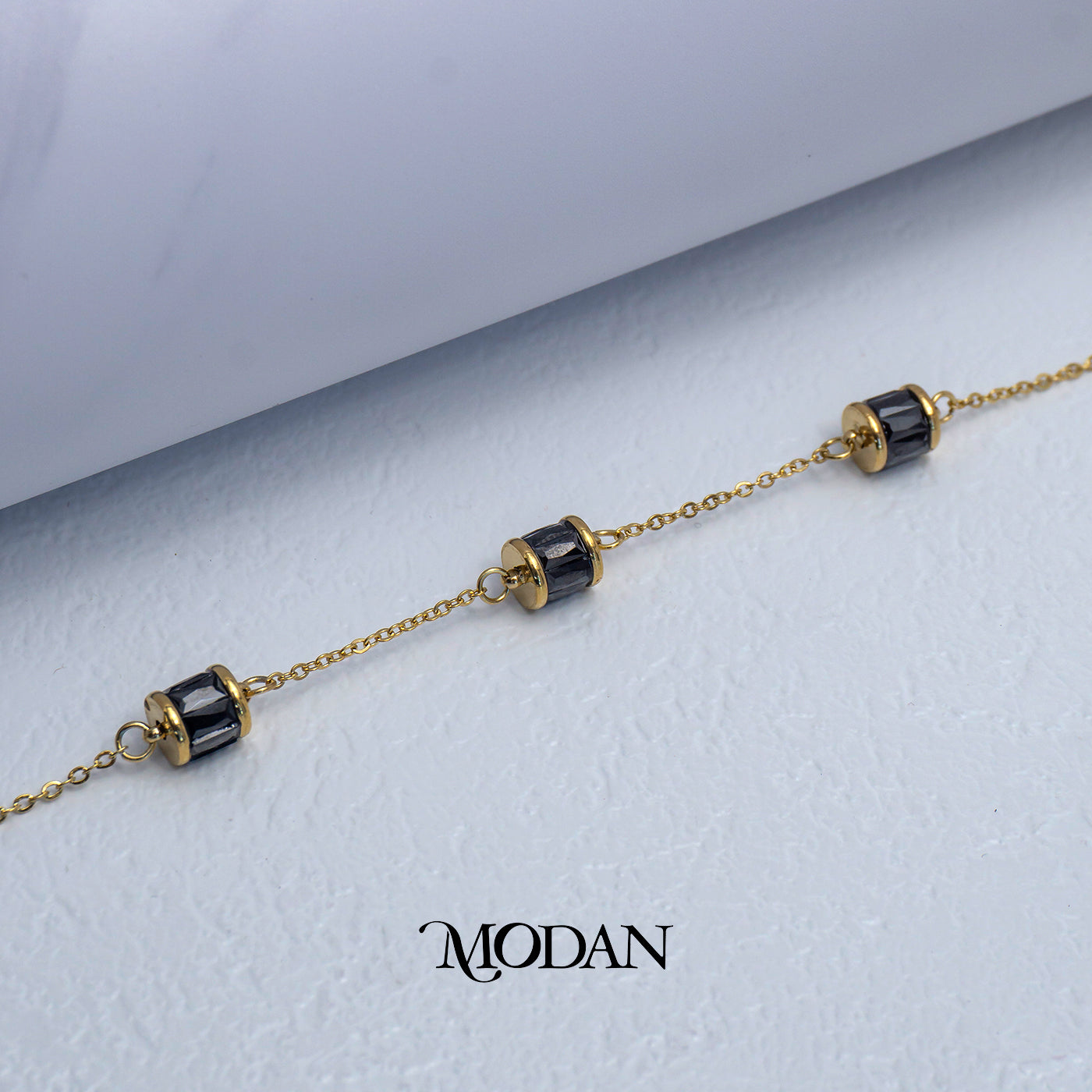 (16cm) Titanium Golden Black Rondelle Bracelet Gelang Hypoallergenic Stainless Steel
