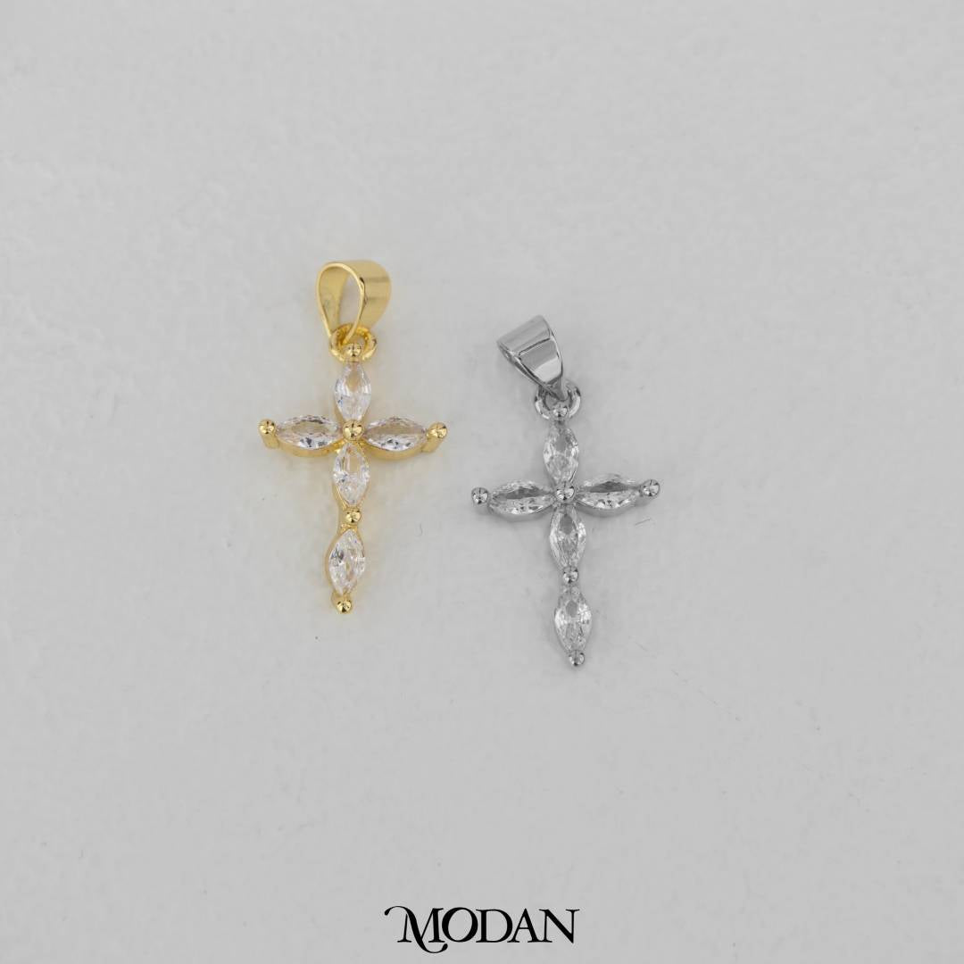Sparkling Cross Flower Marquise Cut Pendant DIY Pendant Liontin Salib Hypoallergenic Gold Filled