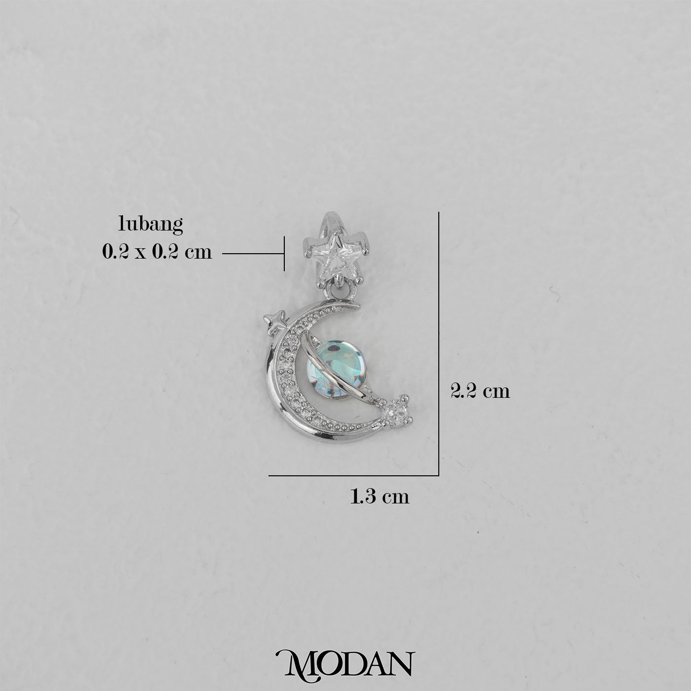 Vintage Moonstone Moon and Star Dangle Pendant DIY Pendant Liontin Batu Biduri Bulan Hypoallergenic Gold Filled