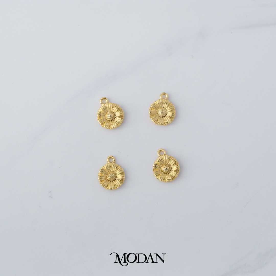 Mini Plain Sunflower Charm DIY Charm Liontin Bunga Matahari Hypoallergenic Gold Filled
