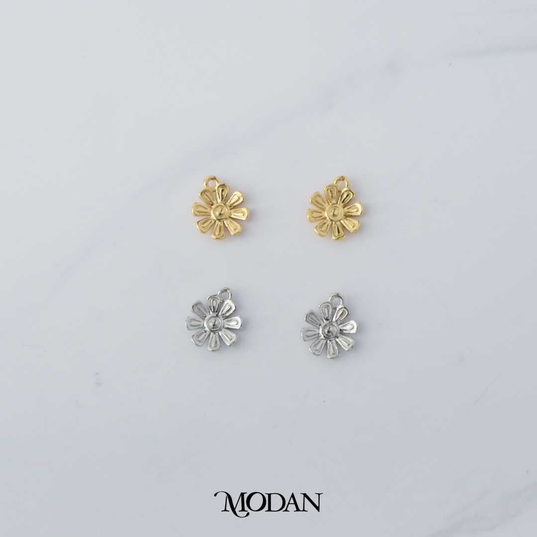 Mini Plain Blooming Flower Charm DIY Charm Liontin Bunga Mekar Hypoallergenic Gold Filled