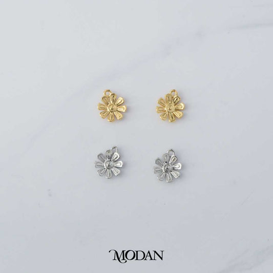 Mini Plain Blooming Flower Charm DIY Charm Liontin Bunga Mekar Hypoallergenic Gold Filled