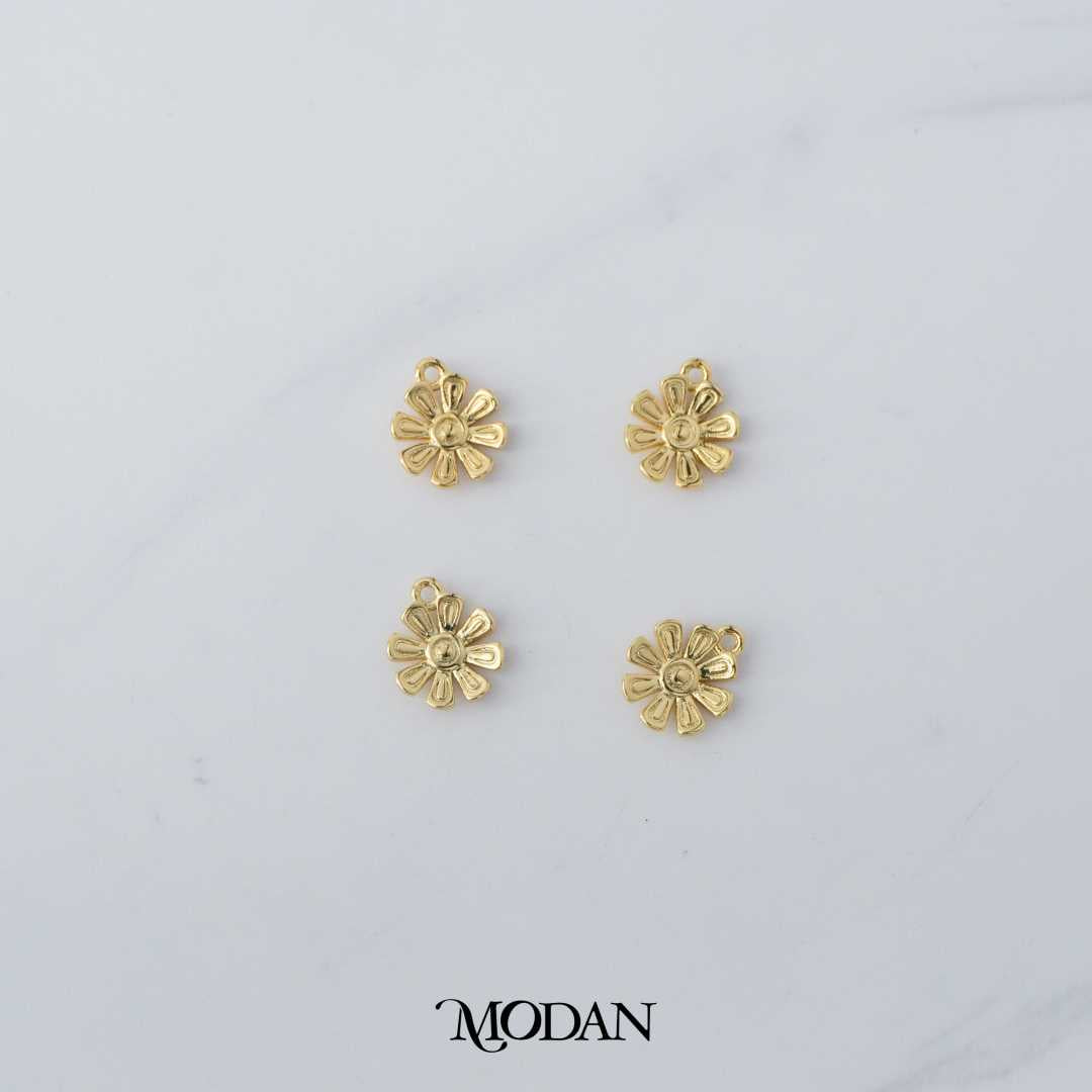 Mini Plain Blooming Flower Charm DIY Charm Liontin Bunga Mekar Hypoallergenic Gold Filled
