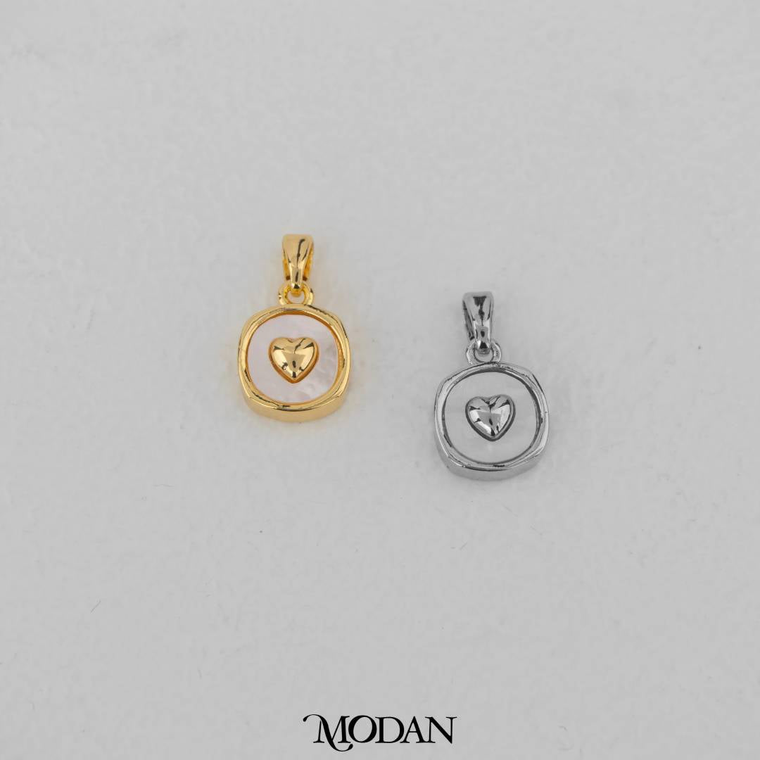 MOP Cute Heart Round Pendant DIY Pendant Liontin Hati Bulat Hypoallergenic Gold Filled