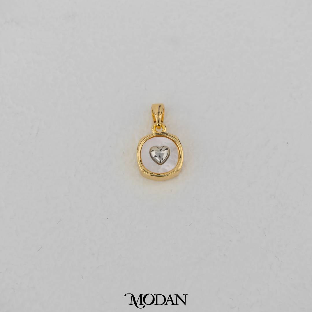 MOP Cute Heart Round Pendant DIY Pendant Liontin Hati Bulat Hypoallergenic Gold Filled