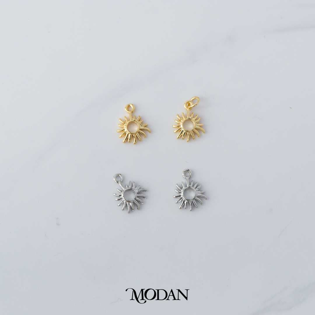 Mini Plain Open Celestial Sun Charm DIY Charm Liontin Matahari Hypoallergenic Gold Filled
