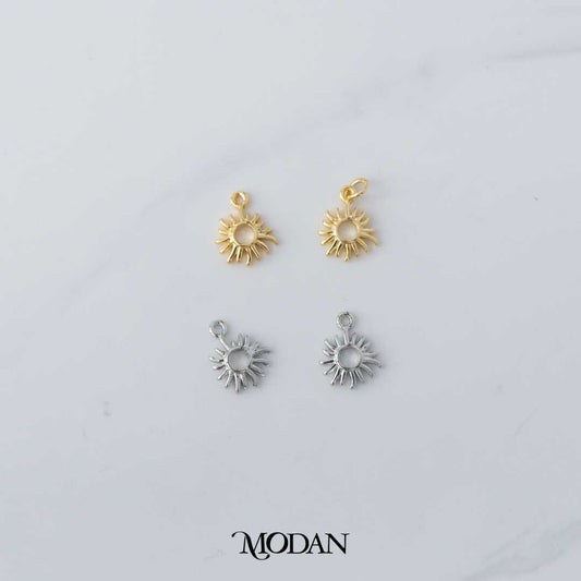 Mini Plain Open Celestial Sun Charm DIY Charm Liontin Matahari Hypoallergenic Gold Filled