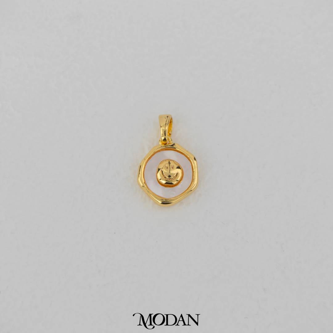 MOP Smiley Emoji Round Pendant DIY Pendant Liontin Tersenyum Bulat Hypoallergenic Gold Filled
