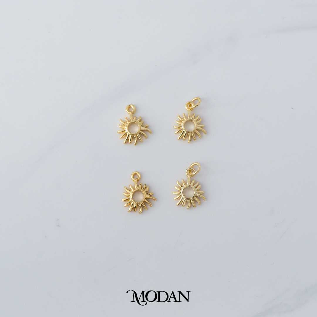 Mini Plain Open Celestial Sun Charm DIY Charm Liontin Matahari Hypoallergenic Gold Filled
