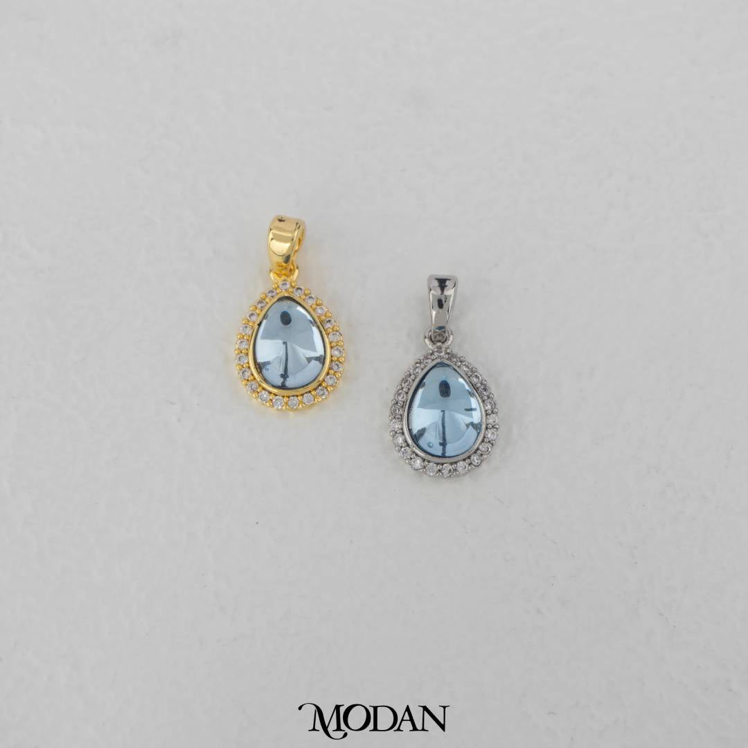Aqua Moonstone Teardrop Pendant DIY Pendant Liontin Tetes Air Mata Biru Hypoallergenic Gold Filled