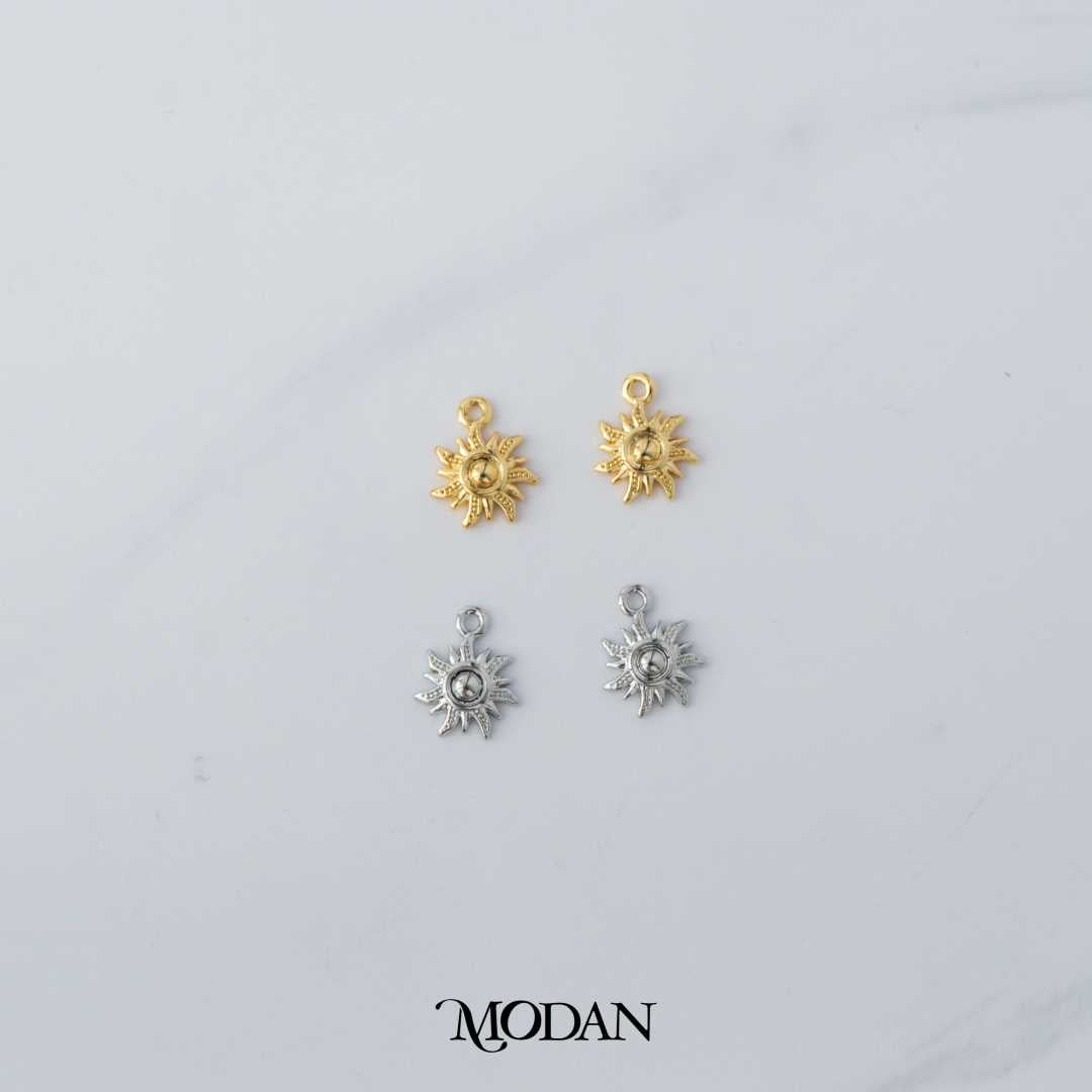 10mm Plain Spiral Celestial Sun Charm DIY Charm Liontin Matahari Hypoallergenic Gold Filled