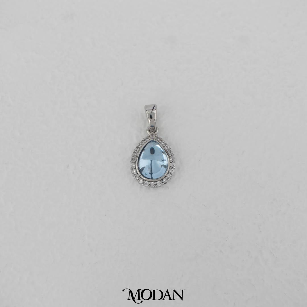 Aqua Moonstone Teardrop Pendant DIY Pendant Liontin Tetes Air Mata Biru Hypoallergenic Gold Filled