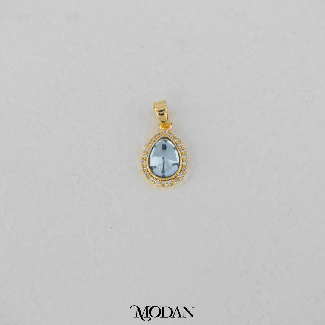 Aqua Moonstone Teardrop Pendant DIY Pendant Liontin Tetes Air Mata Biru Hypoallergenic Gold Filled