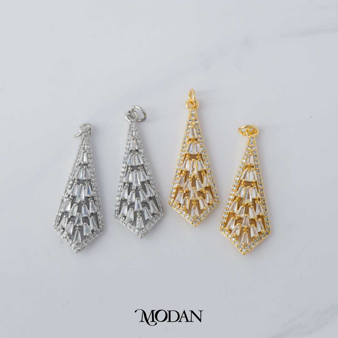 Wedding Triangle Baguette Charm DIY Charm Liontin Berlian Segitiga Pesta Pernikahan Hypoallergenic Gold Filled