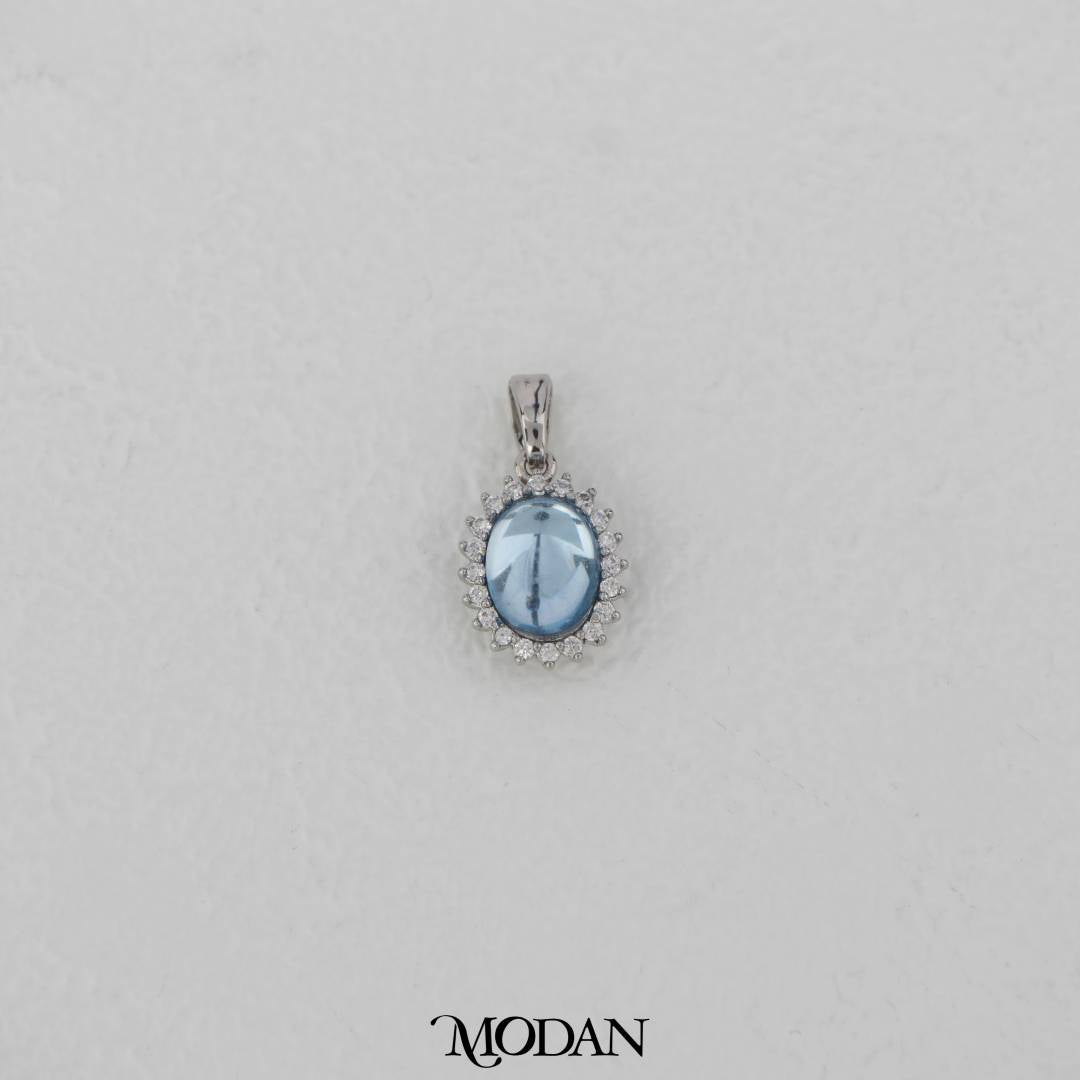 Aqua Moonstone Oval Pendant DIY Pendant Liontin Elips Biru Hypoallergenic Gold Filled
