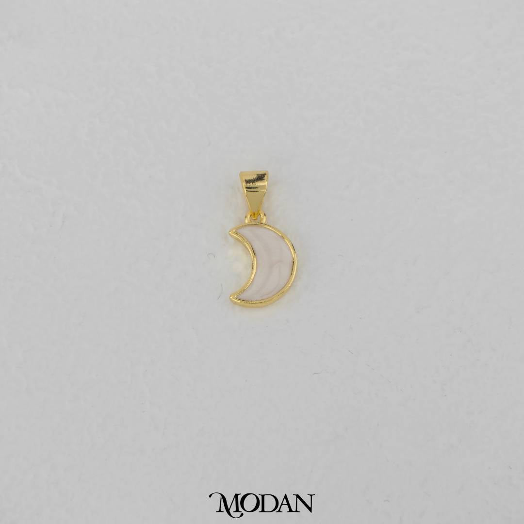 White Enamel Moon DIY Pendant Liontin Bulan Putih Hypoallergenic Gold Filled
