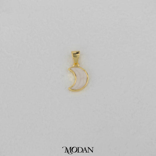 White Enamel Moon DIY Pendant Liontin Bulan Putih Hypoallergenic Gold Filled