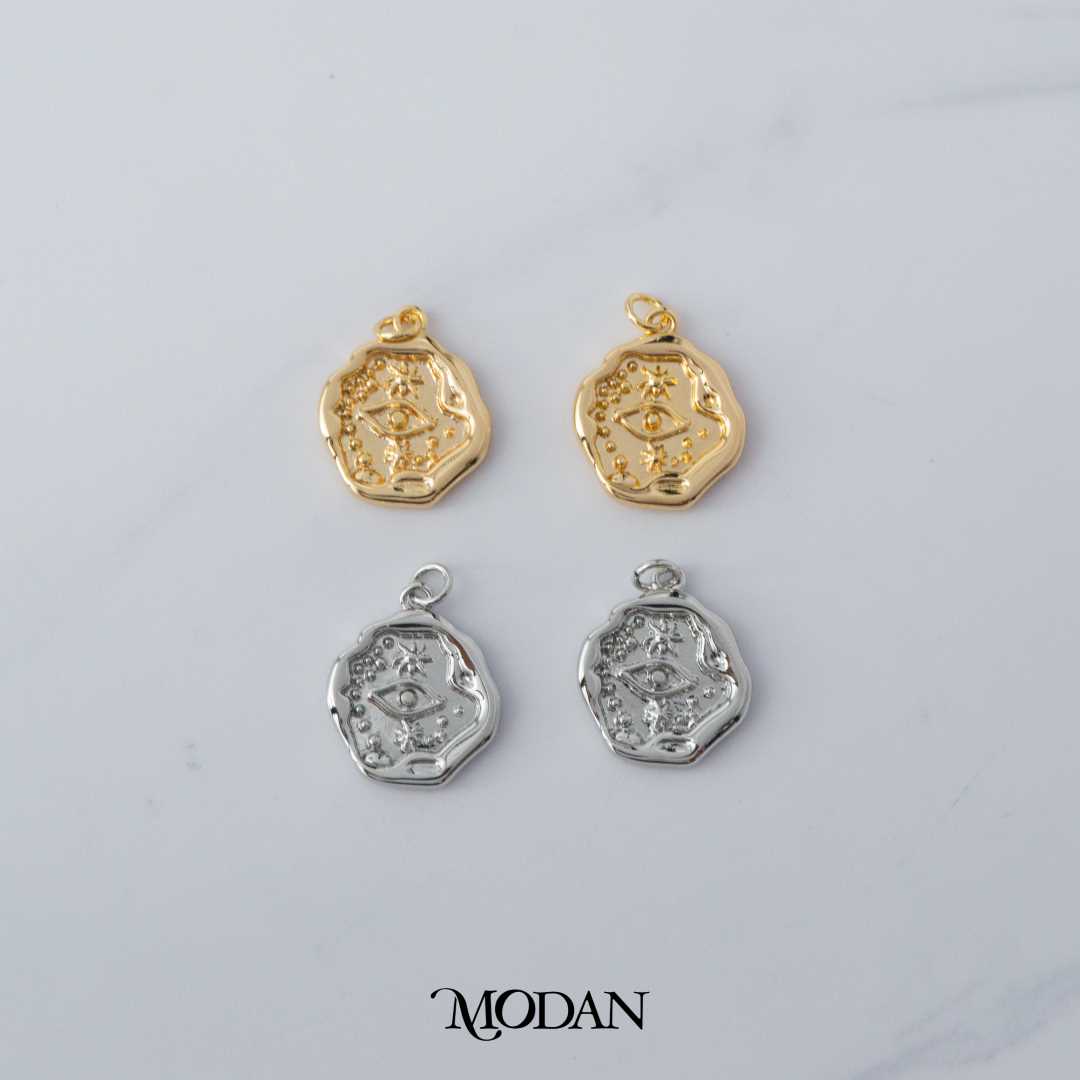 Irregular Celestial Medallion Tag Evil Eye DIY Charm Liontin Mata Iblis Hypoallergenic Gold Filled