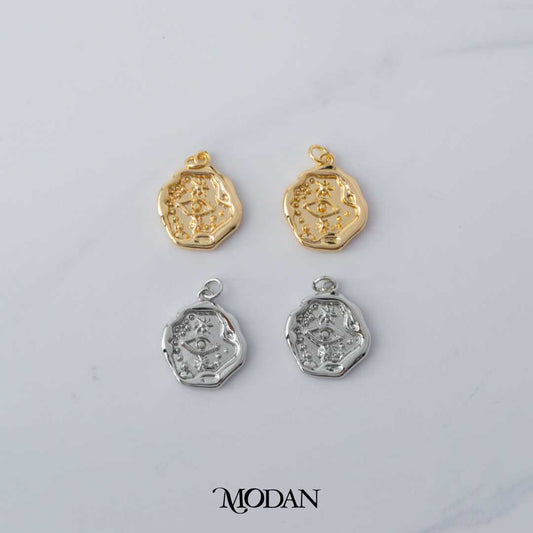 Irregular Celestial Medallion Tag Evil Eye DIY Charm Liontin Mata Iblis Hypoallergenic Gold Filled