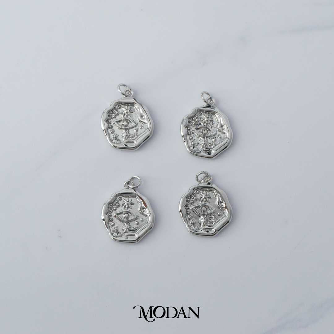 Irregular Celestial Medallion Tag Evil Eye DIY Charm Liontin Mata Iblis Hypoallergenic Gold Filled