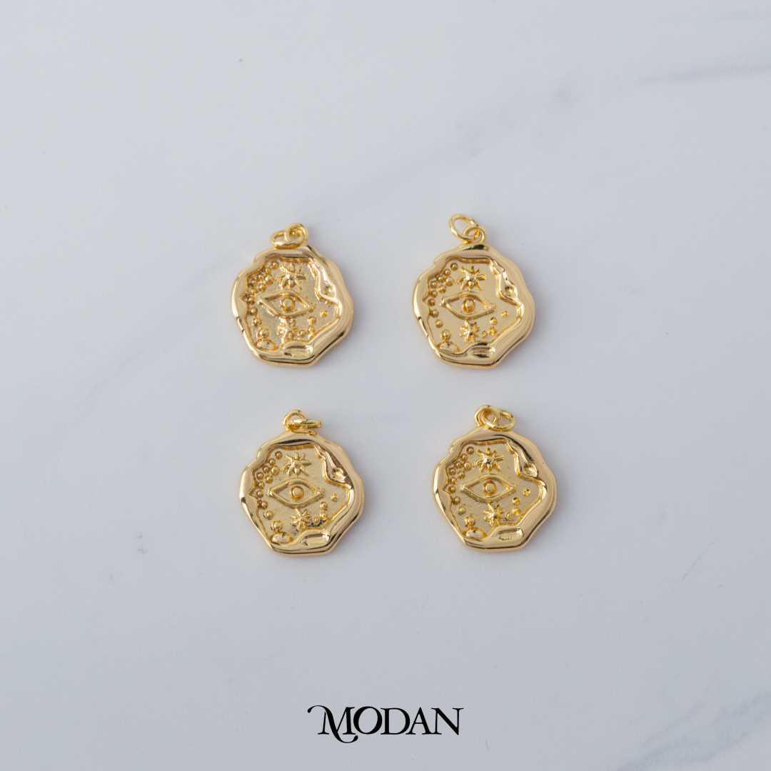 Irregular Celestial Medallion Tag Evil Eye DIY Charm Liontin Mata Iblis Hypoallergenic Gold Filled