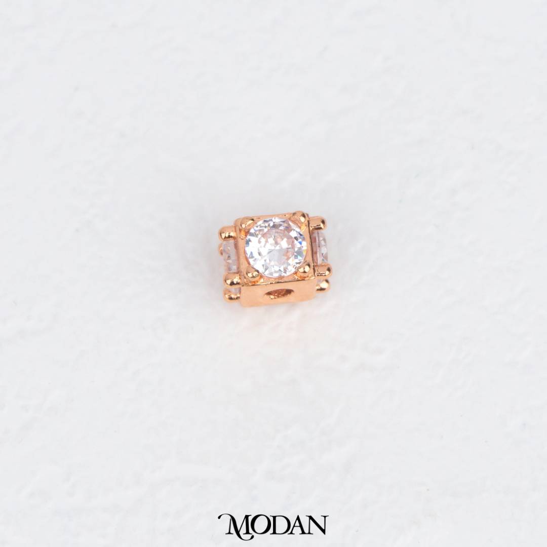 Mini Sparkling Cube Single Zirconia DIY Beads Charm Manik Dadu Kotak Hypoallergenic Gold Filled